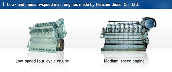 Low- and medium-speed main engines made by Hanshin Diesel Co., Ltd.